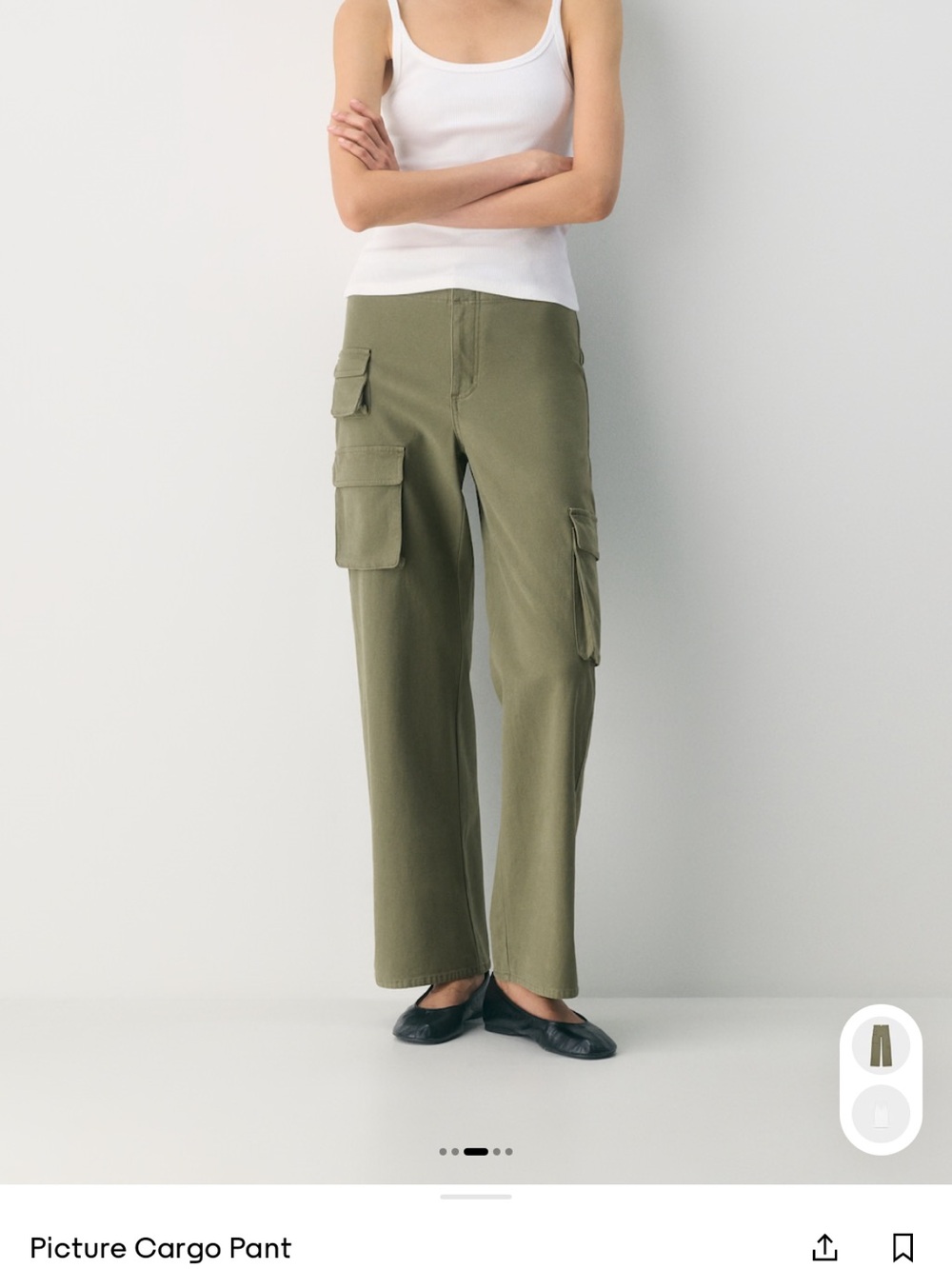TNA Olive Cargo Wide-Leg Pants
